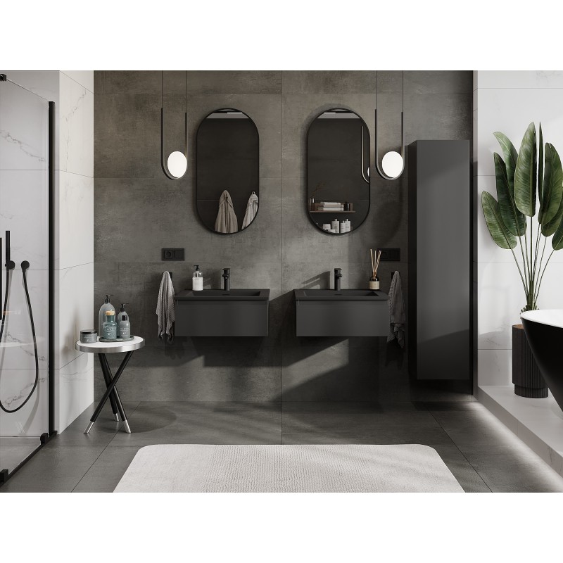 Mexen Orio bathroom cabinet 60 cm with Otis sink, 1 drawer, black matte - 91A10-06023-1-BF71-W18M71