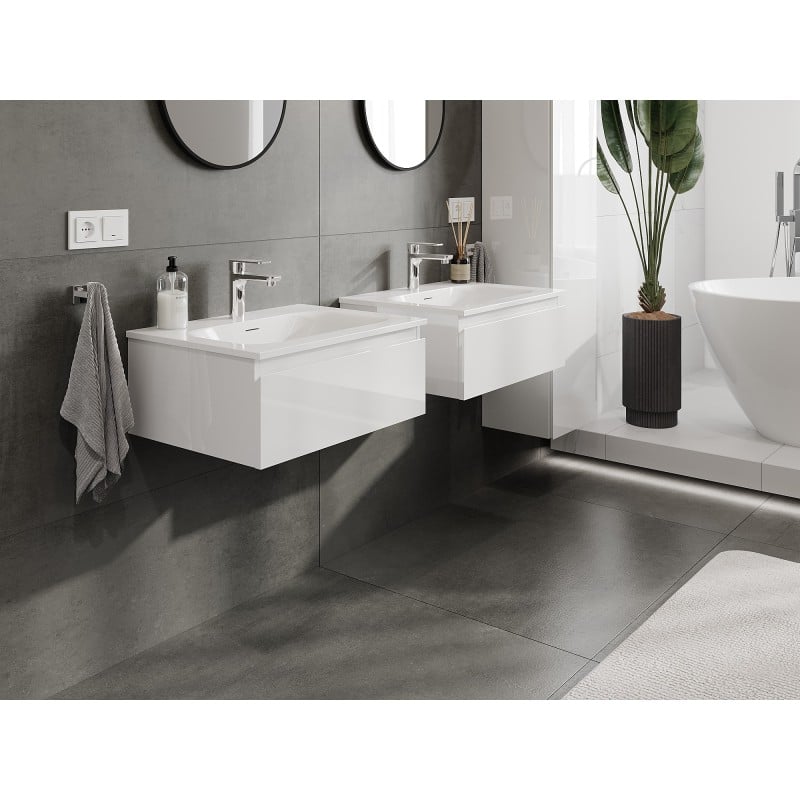 Mexen Orio 60 cm Bathroom Cabinet with Vela Sink, 1 Drawer, White Gloss - 91A10-06023-1-BF00-W23M00