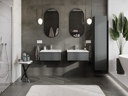 Mexen Orio bathroom cabinet 60 cm with Vela washbasin, 1 drawer, matte graphite/white matte - 91A10-06023-1-BF66-W23M01
