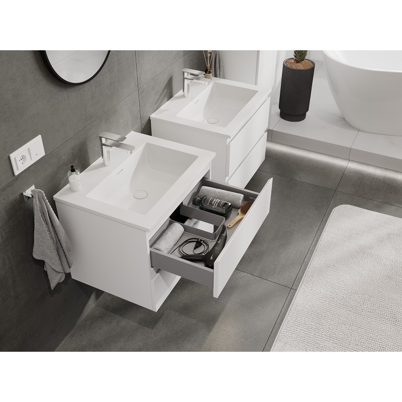 Mexen Orio bathroom cabinet 60 cm with Otis washbasin, 2 drawers, white matt - 91A10-06047-2-BFF01-W18M01