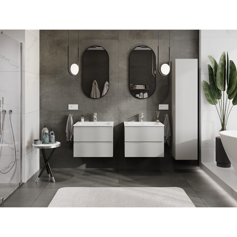 Mexen Orio bathroom cabinet 60 cm with Otis sink, 2 drawers, grey matt/white matt - 91A10-06047-2-BFF62-W18M01