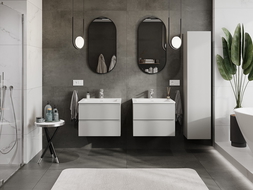 Mexen Orio bathroom cabinet 60 cm with Otis sink, 2 drawers, grey matt/white matt - 91A10-06047-2-BFF62-W18M01