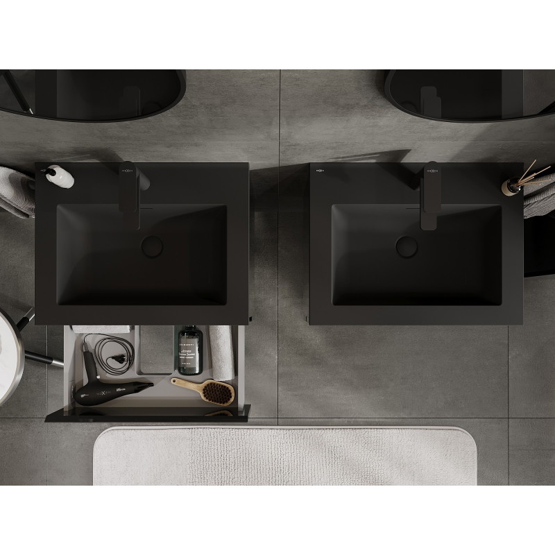 Mexen Orio 60 cm Bathroom Cabinet with Sink Otis, 2 Drawers, Black Gloss/Black Matte - 91A10-06047-2-BFF70-W18M71