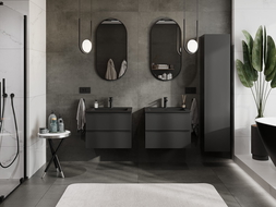 Mexen Orio bathroom cabinet 60 cm with Otis washbasin, 2 drawers, black matte - 91A10-06047-2-BFF71-W18M71