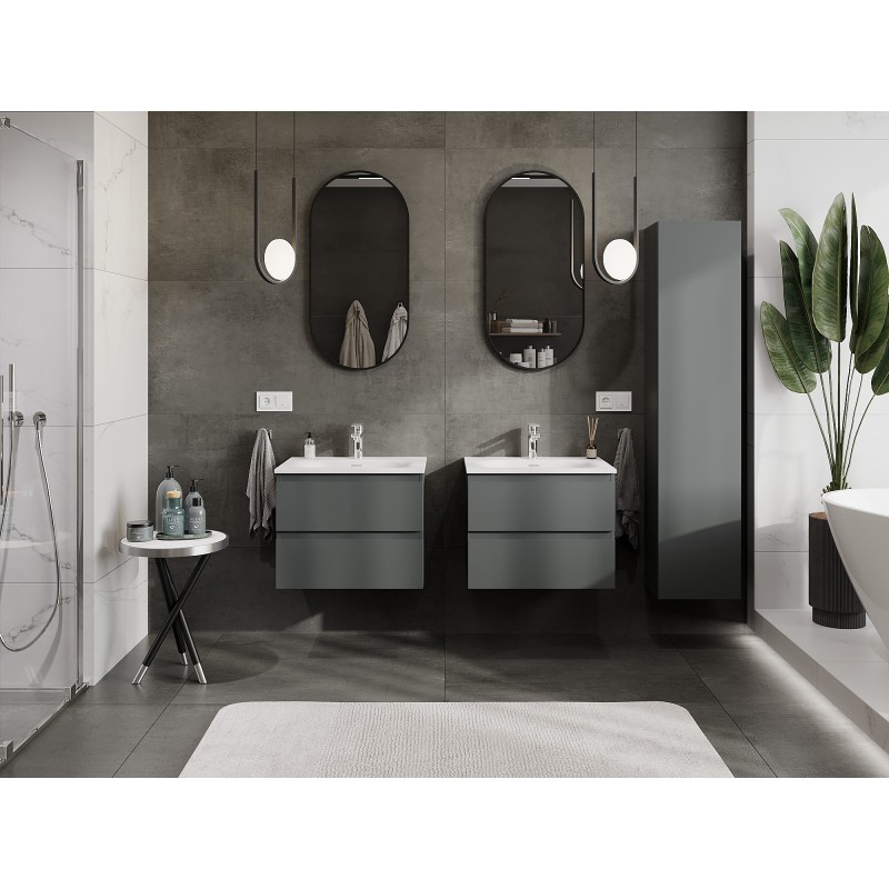 Mexen Orio bathroom cabinet 60 cm with Vela basin, 2 drawers, graphite matte/white matte - 91A10-06047-2-BFF66-W23M01