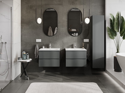 Mexen Orio bathroom cabinet 60 cm with Vela basin, 2 drawers, graphite matte/white matte - 91A10-06047-2-BFF66-W23M01