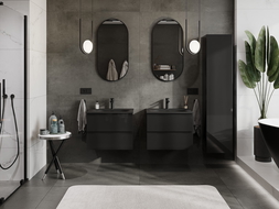 Mexen Orio 60 cm Bathroom Cabinet with Vela Sink, 2 Drawers, Black Gloss/Black Matte - 91A10-06047-2-BFF70-W23M71