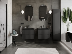 Mexen Orio bathroom cabinet 60 cm with Vela sink, 2 drawers, black matt - 91A10-06047-2-BFF71-W23M71