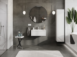 Mexen Orio bathroom cabinet 70 cm with Otis washbasin, 1 drawer, white gloss - 91A10-07023-1-BF00-W18M00