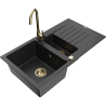 Mexen Matias granite sink 1.5-bowl with drainer and kitchen faucet Telma, black/silver - 6502-73-670200-50