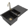 Mexen Matias granite sink 1.5-bowl with drainer and Telma kitchen faucet, black/silver - 6502-73-670200-50