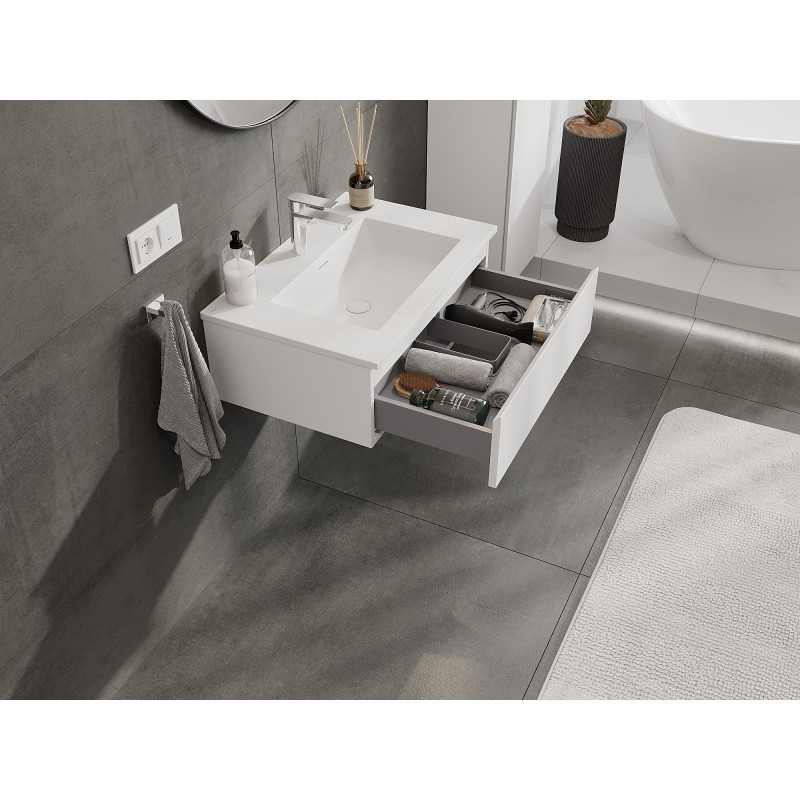 Mexen Orio Bathroom Cabinet 70 cm with Otis Sink, 1 Drawer, White Matte - 91A10-07023-1-BF01-W18M01
