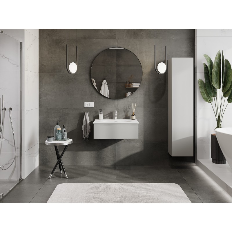Mexen Orio bathroom cabinet 70 cm with Vela sink, 1 drawer, grey matte/white matte - 91A10-07023-1-BF62-W23M01