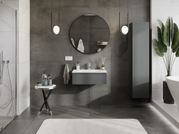 Mexen Orio bathroom cabinet 70 cm with Vela sink, 1 drawer, matte graphite/white matte - 91A10-07023-1-BF66-W23M01