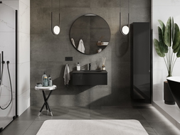 Mexen Orio bathroom cabinet 70 cm with Vela washbasin, 1 drawer, black gloss/black matte - 91A10-07023-1-BF70-W23M71