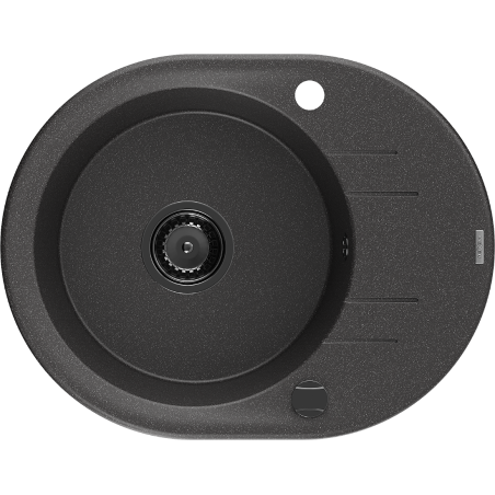 Mexen Kevin 1-compartment granite sink with a drip tray 586 x 458 mm, spotted black, siphon Black - 6517581005-76-B