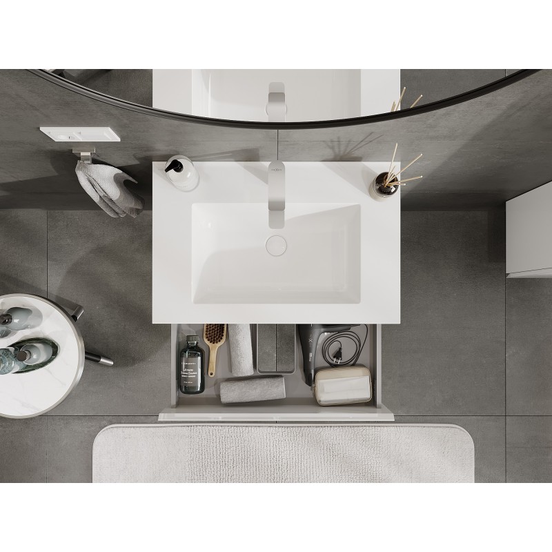 Mexen Orio bathroom cabinet 70 cm with Otis washbasin, 2 drawers, white gloss - 91A10-07047-2-BFF00-W18M00