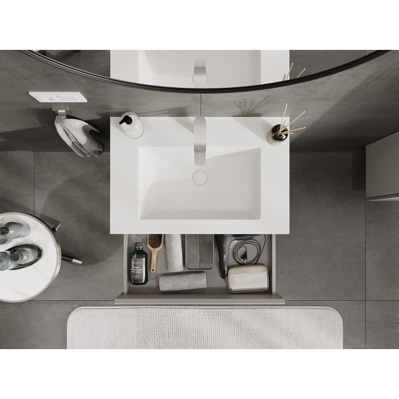 Mexen Orio bathroom cabinet 70 cm with Otis sink, 2 drawers, grey matte/white matte - 91A10-07047-2-BFF62-W18M01