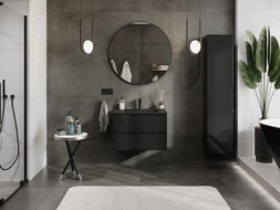 Mexen Orio 70 cm bathroom cabinet with Otis sink, 2 drawers, black gloss/black matte - 91A10-07047-2-BFF70-W18M71