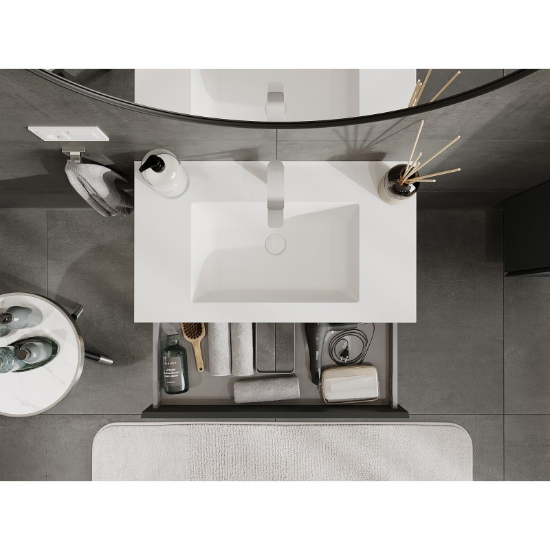 Mexen Orio bathroom cabinet 80 cm with sink Otis, 1 drawer, graphite matte/white matte - 91A10-08023-1-BF66-W18M01