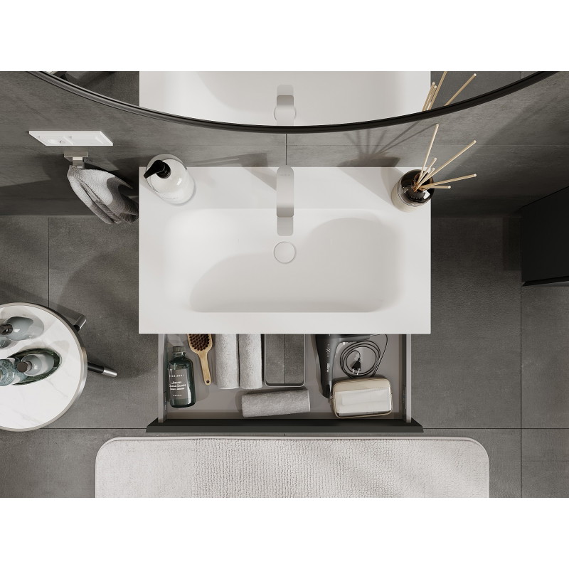 Mexen Orio bathroom cabinet 80 cm with Vela sink, 1 drawer, matte graphite/white matte - 91A10-08023-1-BF66-W23M01
