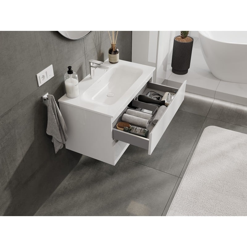 Mexen Orio 80 cm Bathroom Cabinet with Vela Sink, 2 Drawers, White Gloss - 91A10-08047-2-BFF00-W23M00