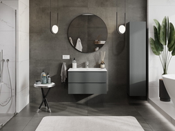 Mexen Orio bathroom cabinet 80 cm with Vela washbasin, 2 drawers, graphite mat/white mat - 91A10-08047-2-BFF66-W23M01