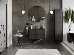 Mexen Orio bathroom cabinet 80 cm with Vela washbasin, 2 drawers, black matte - 91A10-08047-2-BFF71-W23M71
