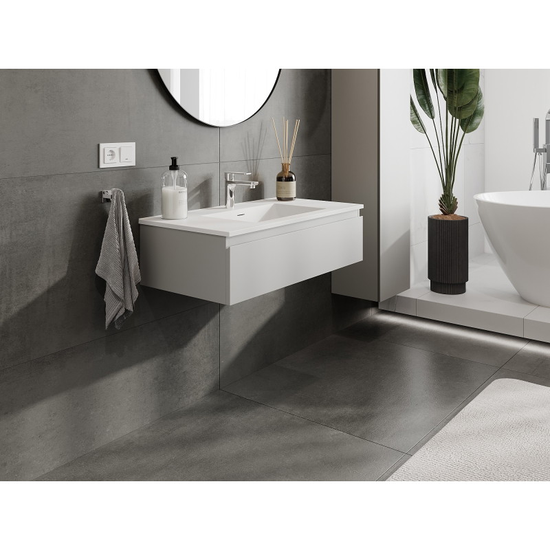 Mexen Orio bathroom cabinet 90 cm with sink Otis, 1 drawer, gray matte/white matte - 91A10-09023-1-BF62-W18M01