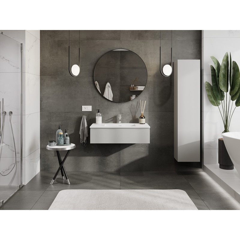 Mexen Orio bathroom cabinet 90 cm with sink Otis, 1 drawer, gray matte/white matte - 91A10-09023-1-BF62-W18M01