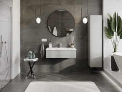 Mexen Orio bathroom cabinet 90 cm with Otis sink, 1 drawer, grey matte/white matte - 91A10-09023-1-BF62-W18M01