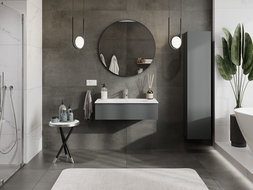 Mexen Orio bathroom cabinet 90 cm with Vela washbasin, 1 drawer, matte graphite/white matte - 91A10-09023-1-BF66-W23M01