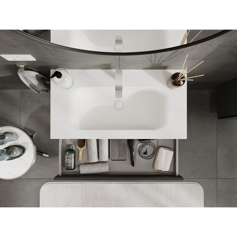 Mexen Orio bathroom cabinet 90 cm with sink Vela, 1 drawer, matte graphite/white matte - 91A10-09023-1-BF66-W23M01