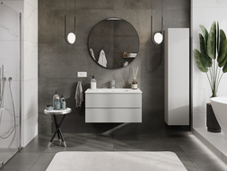 Mexen Orio bathroom cabinet 90 cm with Otis sink, 2 drawers, grey matte/white matte - 91A10-09047-2-BFF62-W18M01