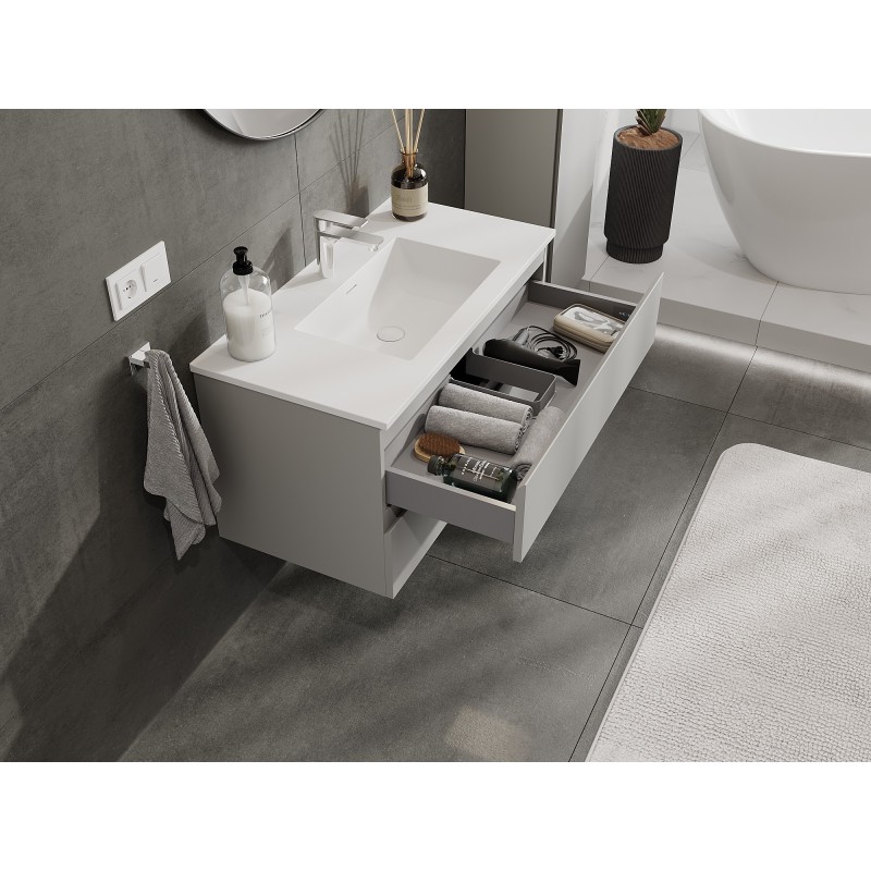 Mexen Orio bathroom cabinet 90 cm with Otis sink, 2 drawers, grey matte/white matte - 91A10-09047-2-BFF62-W18M01