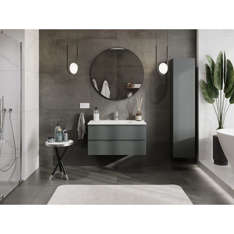 Mexen Orio bathroom cabinet 90 cm with sink Otis, 2 drawers, matte graphite/white matte - 91A10-09047-2-BFF66-W18M01