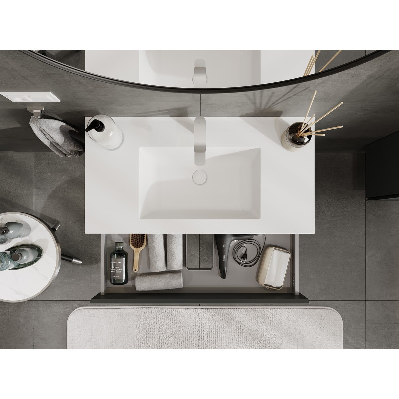 Mexen Orio bathroom cabinet 90 cm with sink Otis, 2 drawers, matte graphite/white matte - 91A10-09047-2-BFF66-W18M01