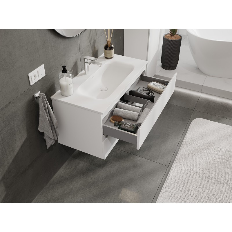 Mexen Orio bathroom cabinet 90 cm with Vela washbasin, 2 drawers, white matte - 91A10-09047-2-BFF01-W23M01