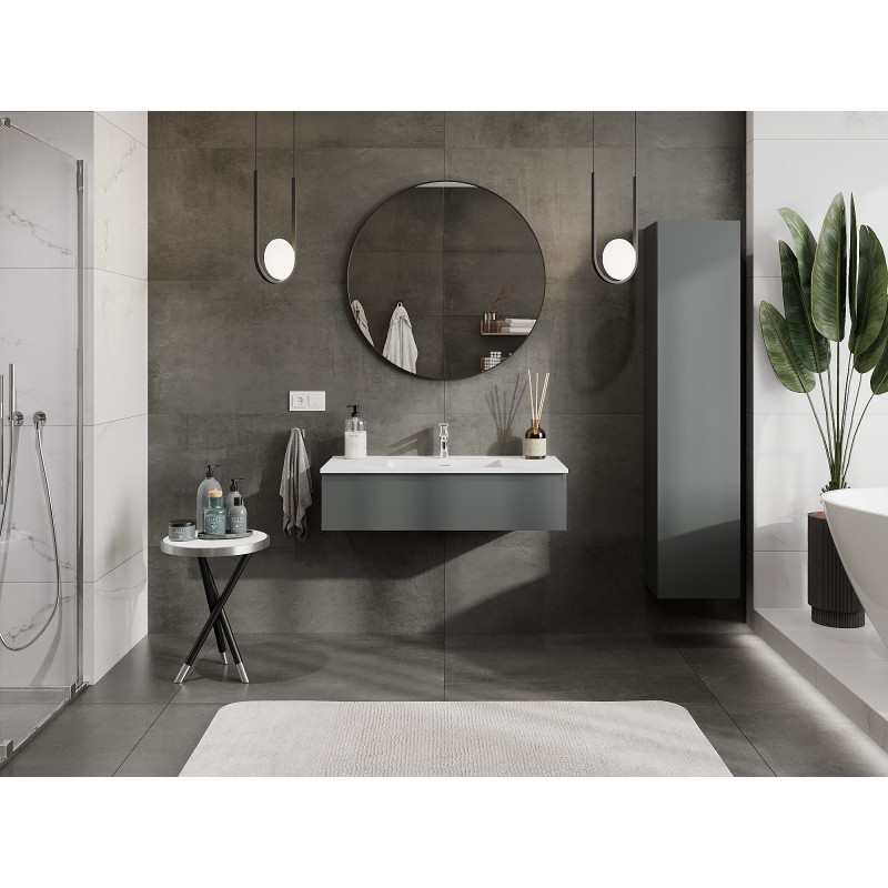 Mexen Orio bathroom cabinet 100 cm with Otis sink, 1 drawer, matte graphite/white matte - 91A10-10023-1-BF66-W18M01