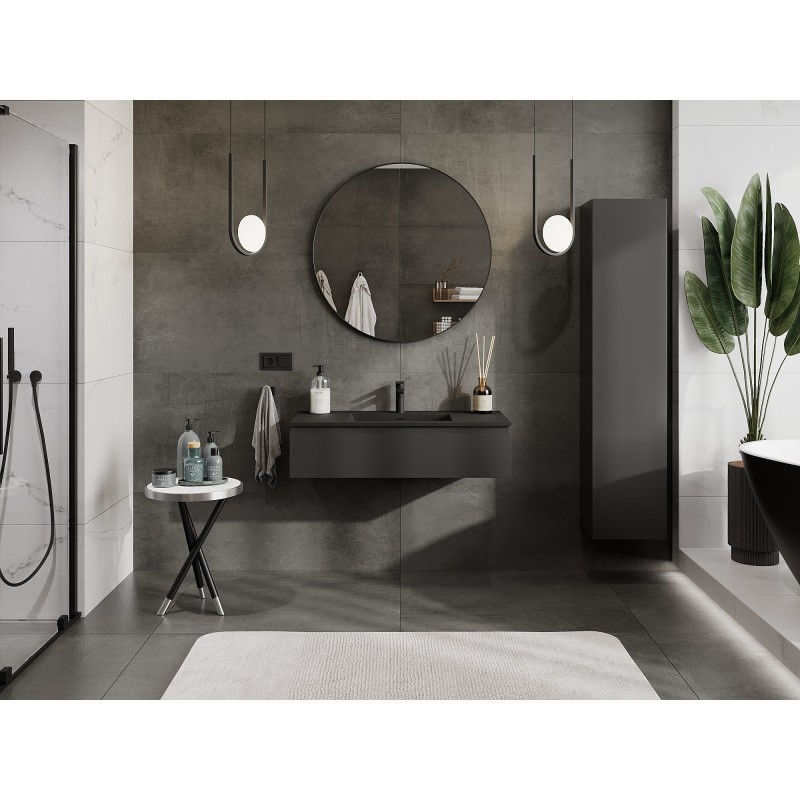 Mexen Orio bathroom cabinet 100 cm with Otis washbasin, 1 drawer, black matte - 91A10-10023-1-BF71-W18M71