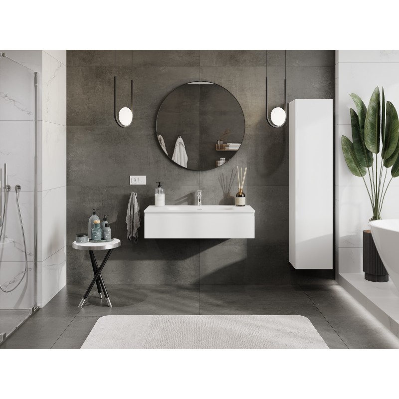 Mexen Orio bathroom cabinet 100 cm with Vela sink, 1 drawer, white matte - 91A10-10023-1-BF01-W23M01
