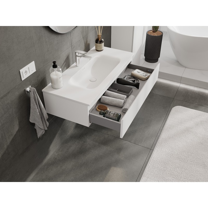 Mexen Orio bathroom cabinet 100 cm with Vela sink, 1 drawer, white matte - 91A10-10023-1-BF01-W23M01