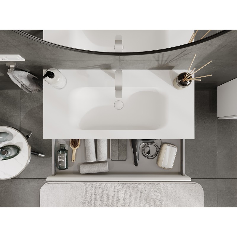 Mexen Orio bathroom cabinet 100 cm with Vela sink, 1 drawer, white matte - 91A10-10023-1-BF01-W23M01