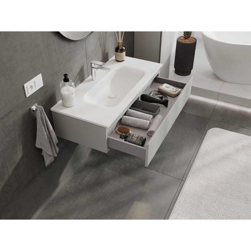 Mexen Orio 100 cm Bathroom Cabinet with Vela Sink, 1 Drawer, Grey Matte/White Matte - 91A10-10023-1-BF62-W23M01
