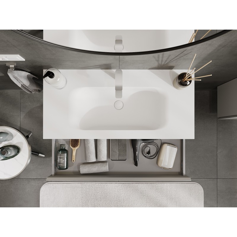 Mexen Orio 100 cm Bathroom Cabinet with Vela Sink, 1 Drawer, Grey Matte/White Matte - 91A10-10023-1-BF62-W23M01