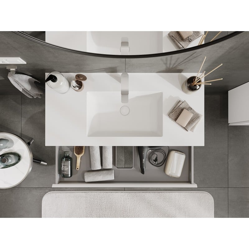 Mexen Orio bathroom cabinet 100 cm with Otis washbasin, 2 drawers, white matte - 91A10-10047-2-BFF01-W18M01