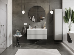 Mexen Orio bathroom cabinet 100 cm with Otis washbasin, 2 drawers, gray matte/white matte - 91A10-10047-2-BFF62-W18M01