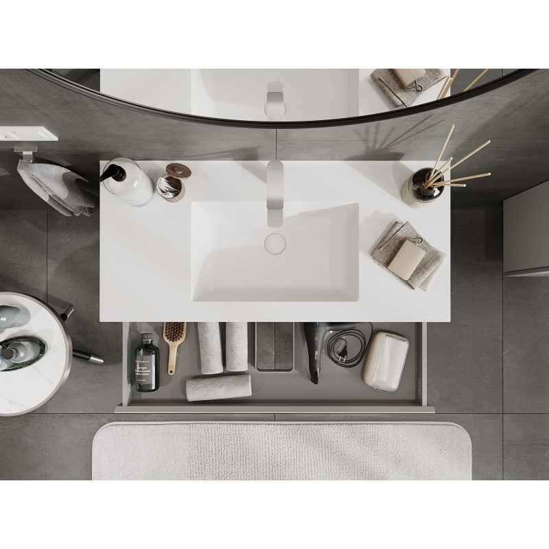 Mexen Orio bathroom cabinet 100 cm with Otis sink, 2 drawers, grey matte/white matte - 91A10-10047-2-BFF62-W18M01