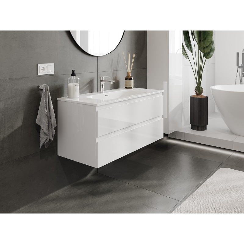 Mexen Orio Bathroom Cabinet 100 cm with Vela Sink, 2 Drawers, White Gloss - 91A10-10047-2-BFF00-W23M00