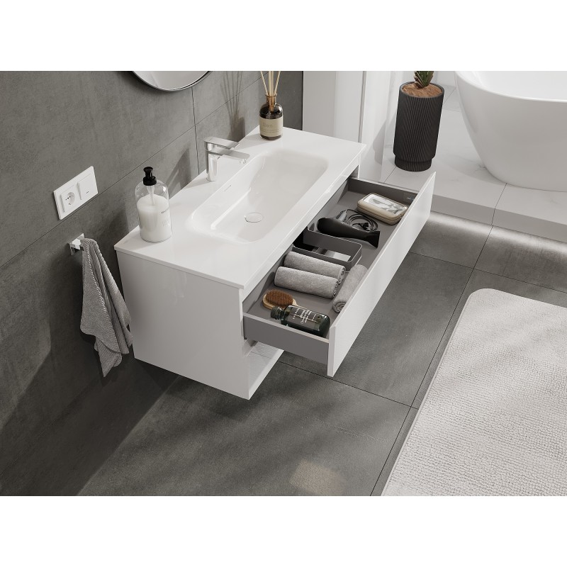 Mexen Orio Bathroom Cabinet 100 cm with Vela Sink, 2 Drawers, White Gloss - 91A10-10047-2-BFF00-W23M00
